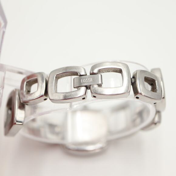 Fossil Womens Silver Tone Square Link Deco 22mm Watch 5.75" Bracelet ES-1869 - Picture 12 of 15